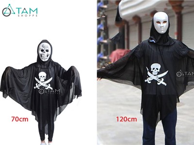 Áo choàng Halloween in hình đầu lâu dao chéo HLW-AC-03